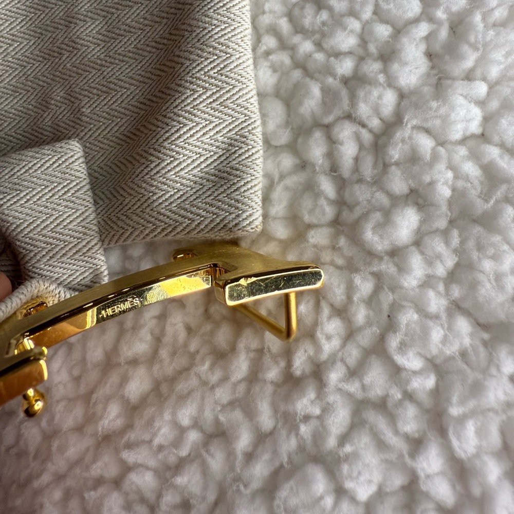 Hermes Blanc / Etoupe Reversible Belt Kit White Taupe Leather Gold H Buckle - Picture 15 of 16